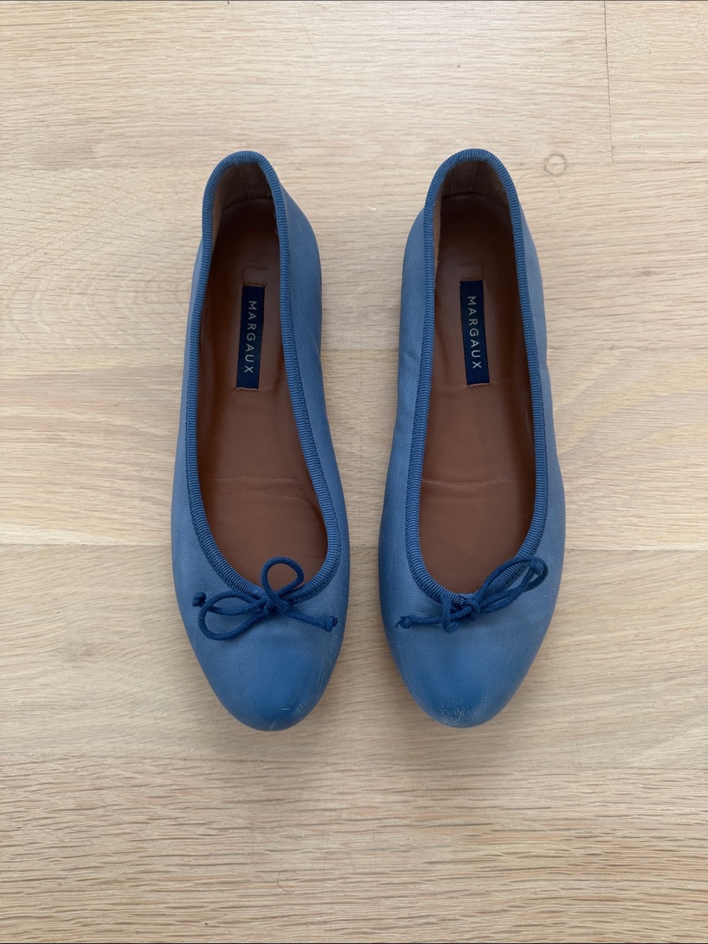 Margaux Denim Blue Ballet Flats with Bow